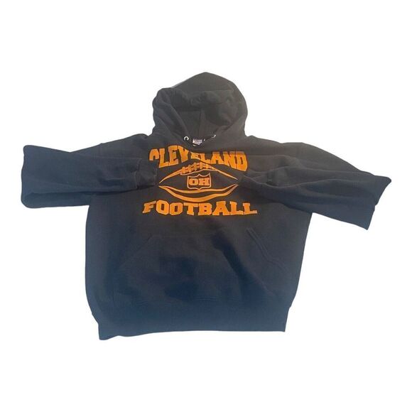 Black and Orange Cleveland Football Hoodie - Picture 5 of 9